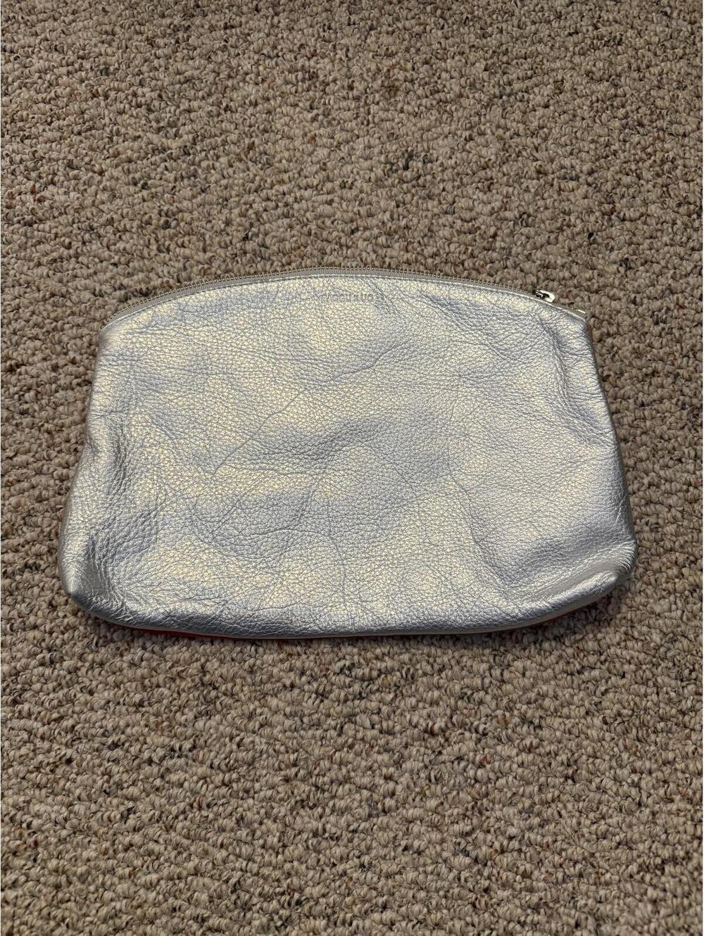 Baggu x Urban Outfitters silver/red leather zippered pouch clutch